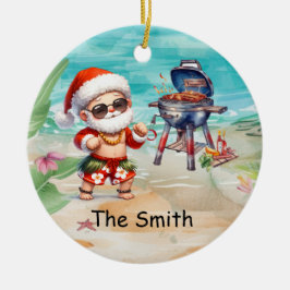 Jul i juli med JULTOMTEN på stranden Julgransprydnad Keramik