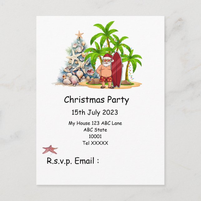 Jul i juli med JULTOMTEN på stranden Vykort (Framsida)