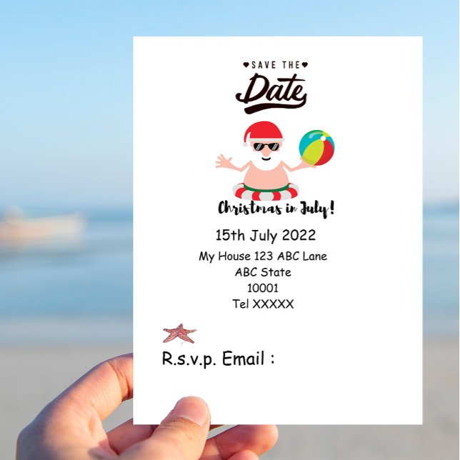 Jul i juli med JULTOMTEN Spara datumet Vykort (Skapare uppladdad)