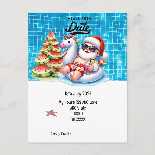 Jul i juli med JULTOMTEN Spara datumet Vykort (Framsida)