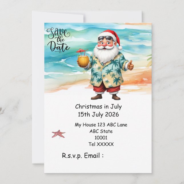 Jul i juli med TOMTE Save the date Inbjudningar (Framsida)
