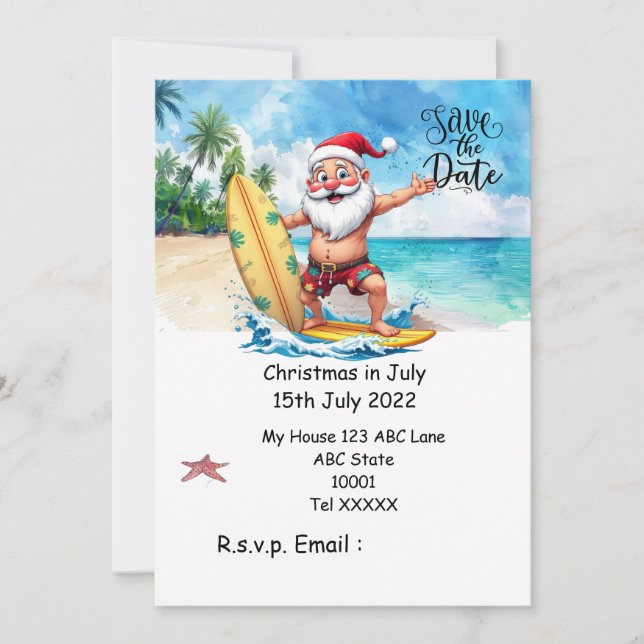 Jul i juli med TOMTE Save the date Inbjudningar (Framsida)