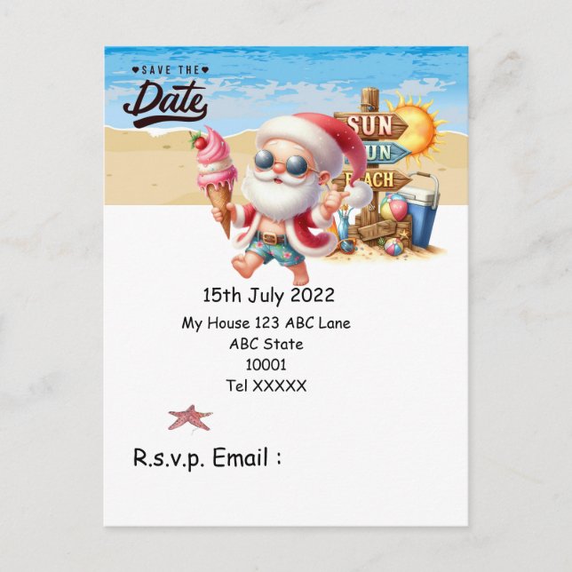 Jul i juli med TOMTE Spara datumet Vykort (Framsida)