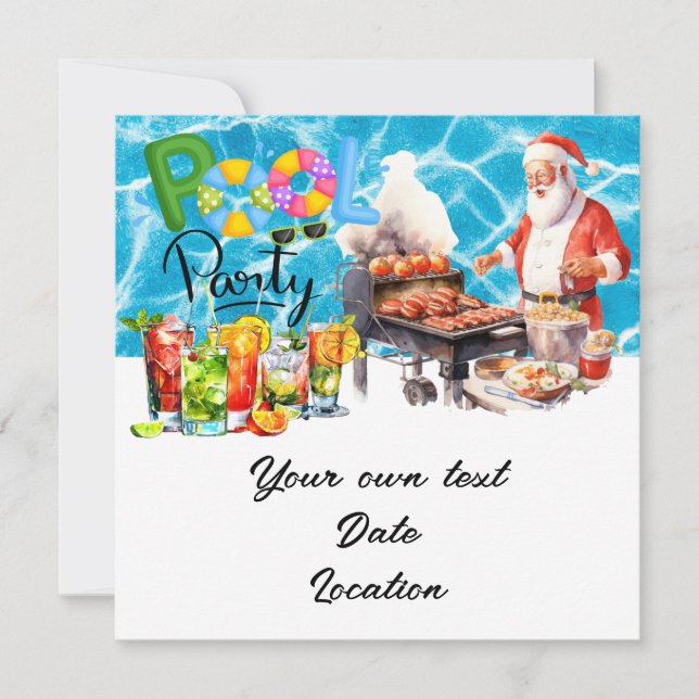 Jul i juli med tomten på stranden Helgdag Inbjudningar (Framsida)