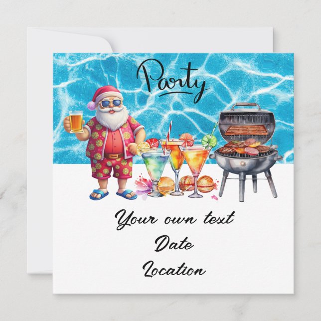 Jul i juli med tomten på stranden Helgdag Inbjudningar (Framsida)