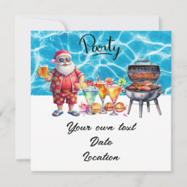 Jul i juli med tomten på stranden Helgdag Inbjudningar