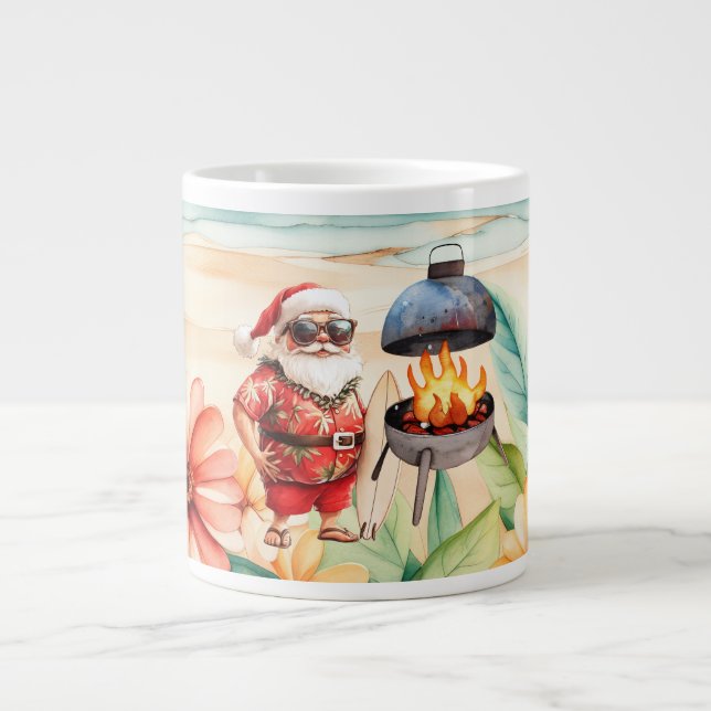 Jul i juli med tomten på stranden jumbo mugg (Framsidan)