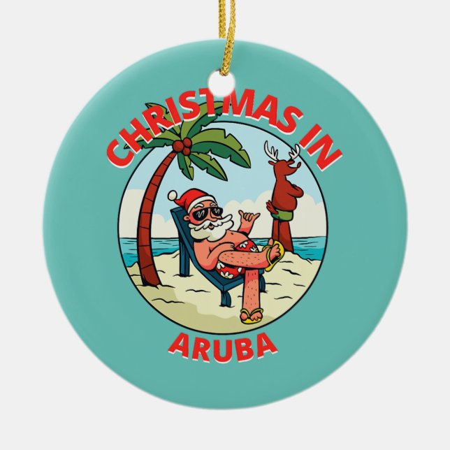 Jul i juli om Beach Aruba Julgransprydnad Keramik (Framsidan)