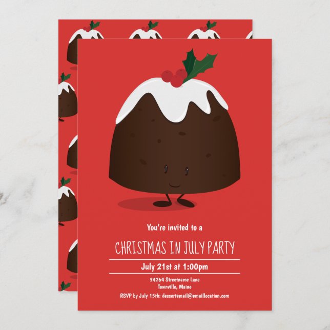 Jul i juli-partiets inbjudan (Fram/baksida)