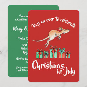 Jul i juli party kangaroo skutt över inbjudningar