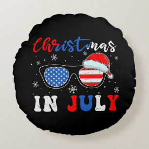"Jul i juli" - Patriotiska solglasögon Rund Kudde