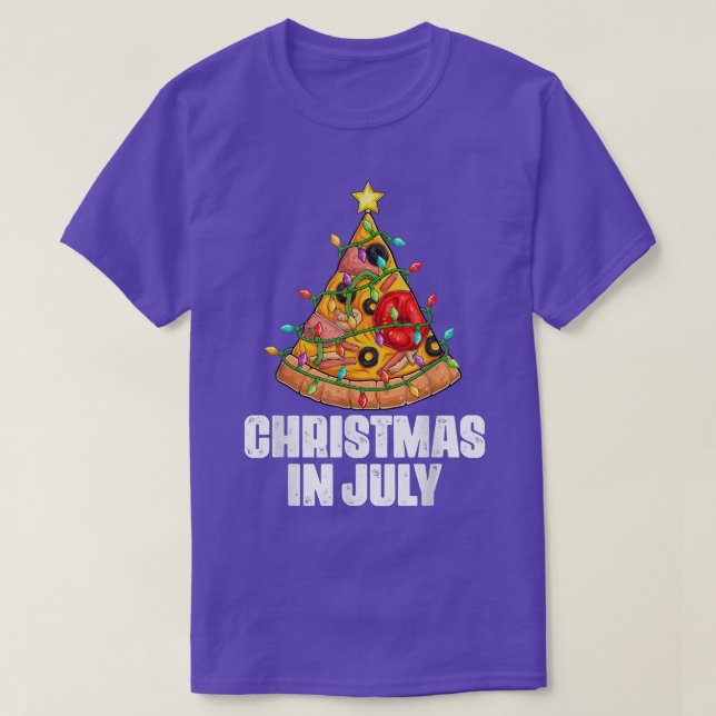 Jul i juli Pizza Julafton Träd Beach Summer Vac T Shirt (Design framsida)