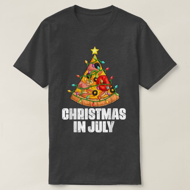 Jul i juli Pizza Julafton Träd Beach Summer Vac T Shirt (Design framsida)