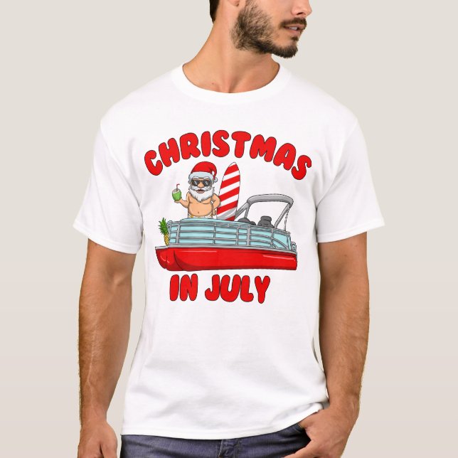 Jul i juli: Pontoon Boat-julen T Shirt (Framsida)