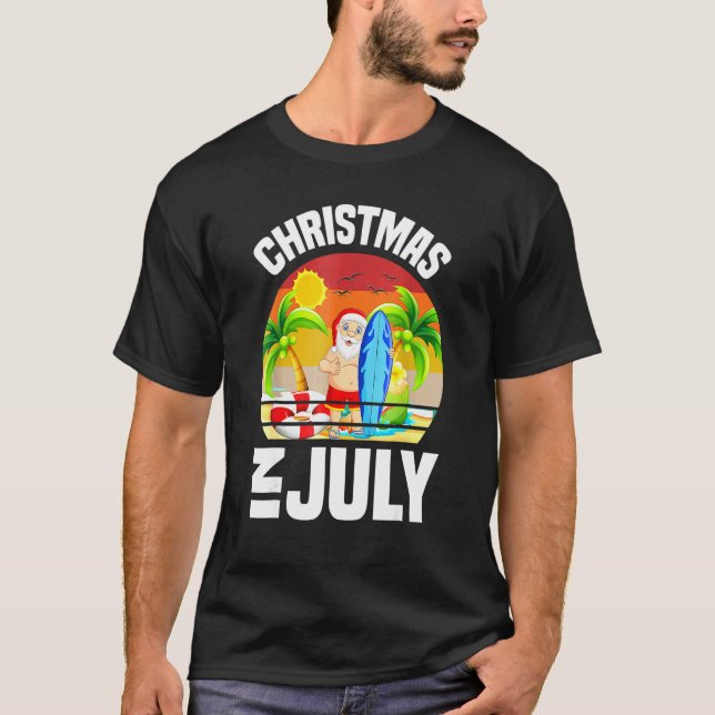 Jul i juli: Retro Santa Sommar Vacation Beac T Shirt (Framsida)