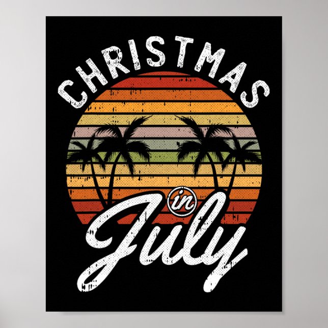 Jul i juli Retro Tropisk Strand Sommar Hawa Poster (Framsidan)