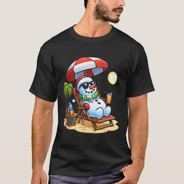 Jul i juli: Roligt Beach H, Snögubbe T Shirt (Framsida)