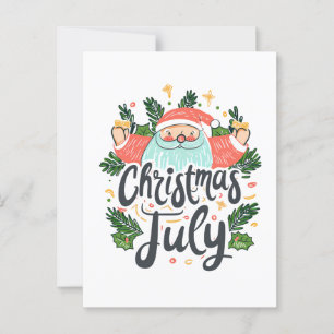 Jul i juli Roligt och jultomtsdesign Vykort