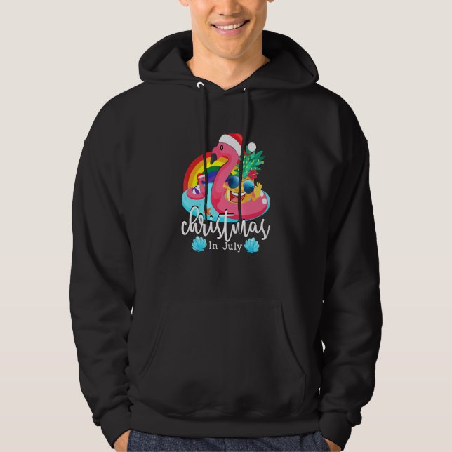 Jul i juli Rosa Flamingo Hawaiian Summer Ki Hoodie (Framsida)