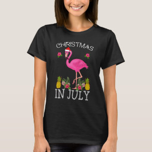 Jul i juli S för kvinnor Rosa Flamingo T Shirt