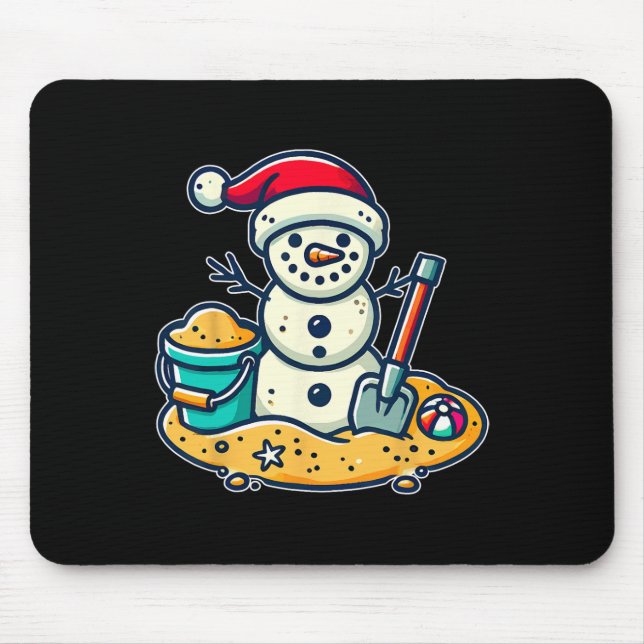 Jul i juli Sand Snögubbe Santa Hat Shovel Xm Musmatta (Framsidan)