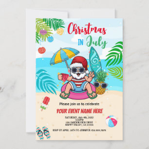 Jul i juli: Santa Beach Party Kid Vuxen Inbjudningar