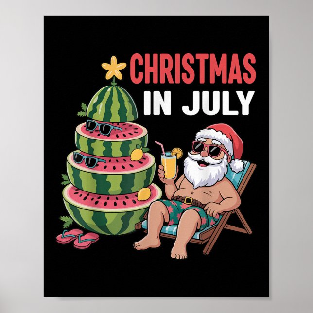 Jul i juli: Santa Beach Watermelon Kids Todd Poster (Framsidan)