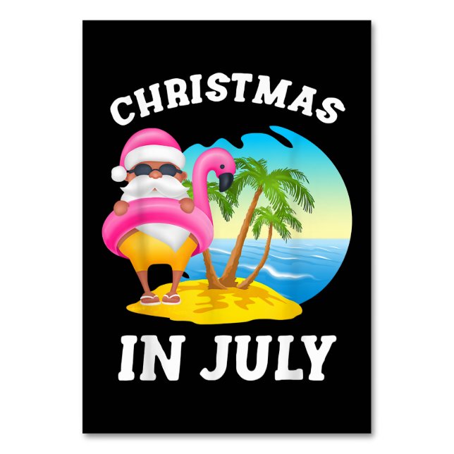 Jul i juli Santa Flamingo Bassäng, sommar Bordsnummer (Framsidan)