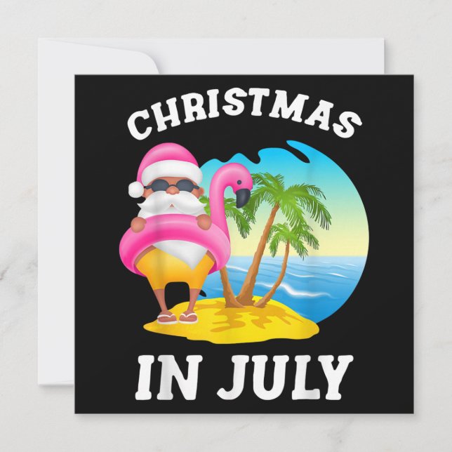 Jul i juli Santa Flamingo Bassäng, sommar Inbjudningar (Framsida)