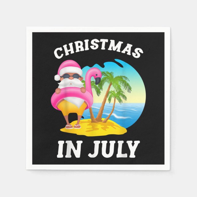 Jul i juli Santa Flamingo Bassäng, sommar Pappersservett (Framsidan)
