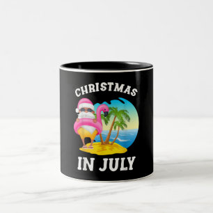 Jul i juli Santa Flamingo Bassäng, sommar Två-Tonad Mugg