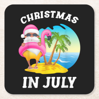 Jul i juli Santa Flamingo Bassäng, sommar Underlägg Papper Kvadrat