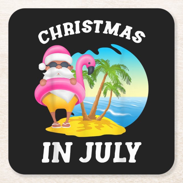 Jul i juli Santa Flamingo Bassäng, sommar Underlägg Papper Kvadrat (Framsidan)