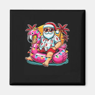 Jul i juli: Santa Flamingo Flyter sommaren Julafto Magnet