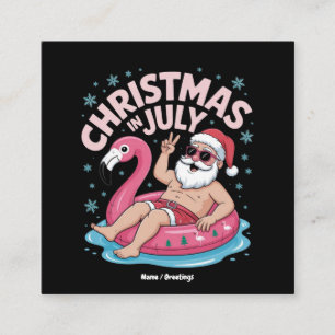 Jul i juli Santa Flamingo Funny Summer Julafton Fyrkantigt Visitkort