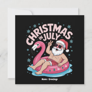 Jul i juli Santa Flamingo Funny Summer Julafton Inbjudningar