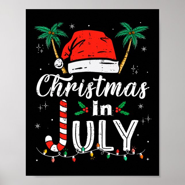 Jul i juli: Santa Hat Funny Julafton Manar Kvinnor Poster (Framsidan)