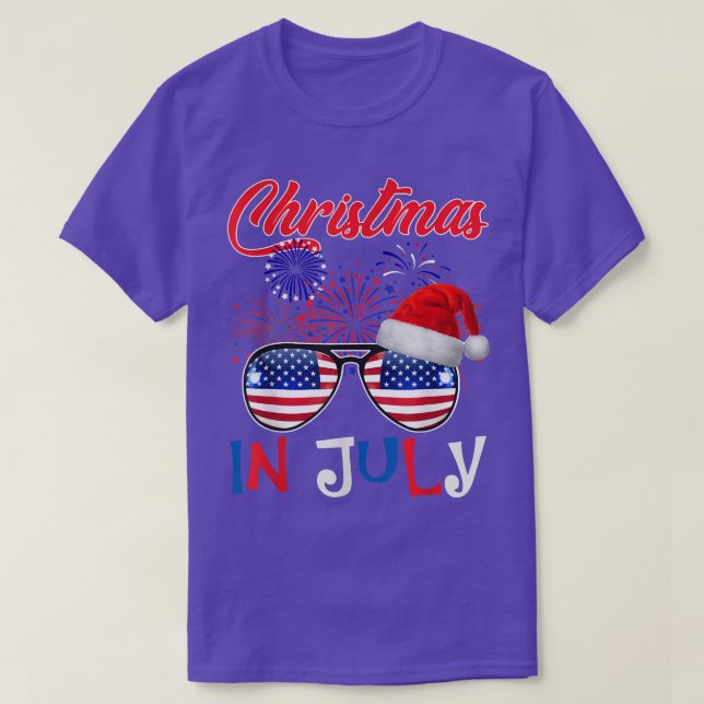 Jul i juli, Santa Hat Sunglasses American Fl T Shirt (Design framsida)