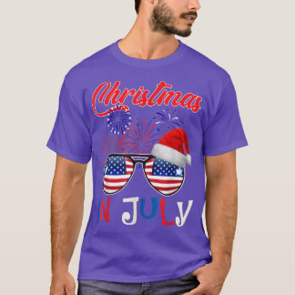 Jul i juli, Santa Hat Sunglasses American Fl T Shirt