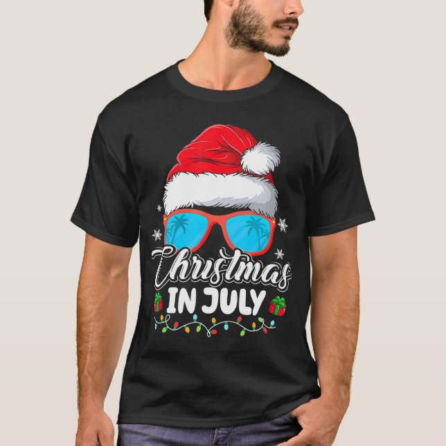 Jul i juli, Santa Hat Sunglasses Sommar T Shirt (Framsida)