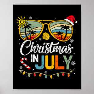 Jul i juli, Santa Hat Sunglasses Sommar Vaca Poster