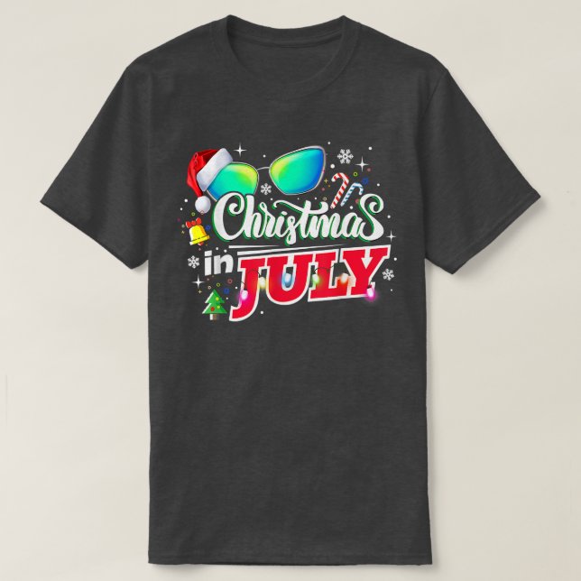 Jul i juli, Santa Hat Sunglasses Sommar Vaca T Shirt (Design framsida)