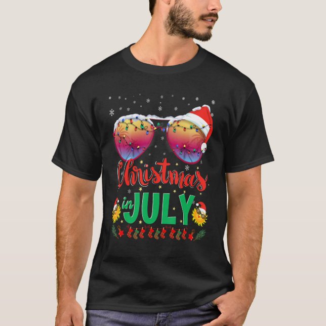 Jul i juli, Santa Hat Sunglasses Sommar Vaca T Shirt (Framsida)