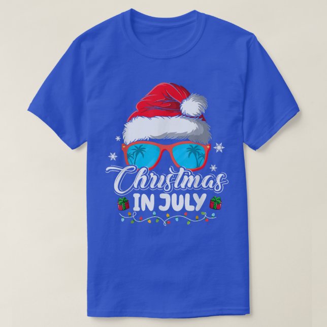 Jul i juli, Santa Hat Sunglasses Sommar Vaca T Shirt (Design framsida)