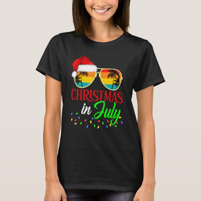 Jul i juli, Santa Hat Sunglasses Sommar Vaca T Shirt (Framsida)
