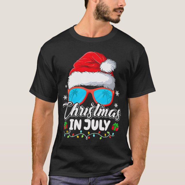 Jul i juli: Santa Hat Sunglasses T Shirt (Framsida)