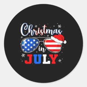Jul i juli Santa Hat Sungles USA flagga 4:e O Runt Klistermärke