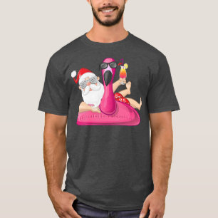 Jul i juli: Santa Hawaii Flamingo Sommaren T Shirt