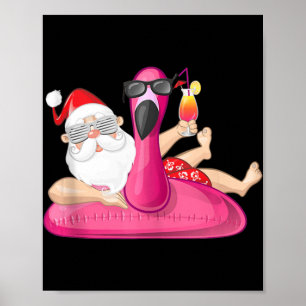 Jul i juli: Santa Hawaii Flamingo Summer Vac Poster