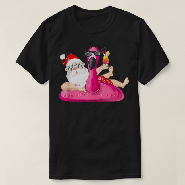 Jul i juli: Santa Hawaii Flamingo Summer Vac T Shirt (Design framsida)